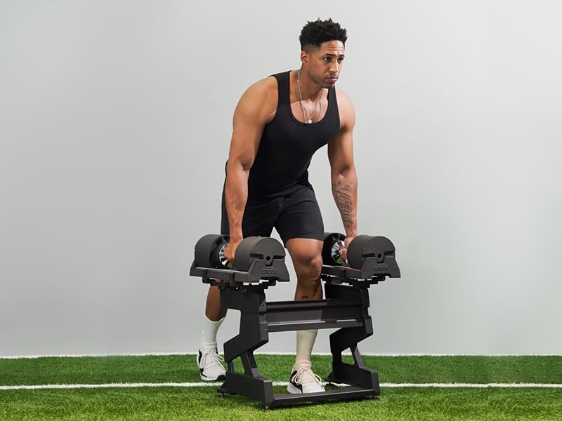 SNODE AD80 Adjustable Dumbbell Set - Drop Proof 80 lbs with Cast Iron Plates & Knurled Handle | Compact Home Gym Equipment