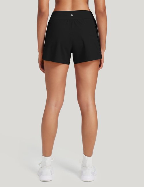 HeyNuts My Pace Athletic Shorts for Women, Upgraded Mid Waisted Workout Gym Running Shorts with Liner 3"