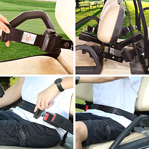 10L0L 4PCS Universal Retractable Golf Cart Seat Belt Kit with Brackets for EZGO Yamaha Club Car