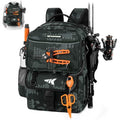 KastKing BaitSpace 50L Fishing Backpack with 4 Tackle Boxes, 2 Rod Holders - Black Camo