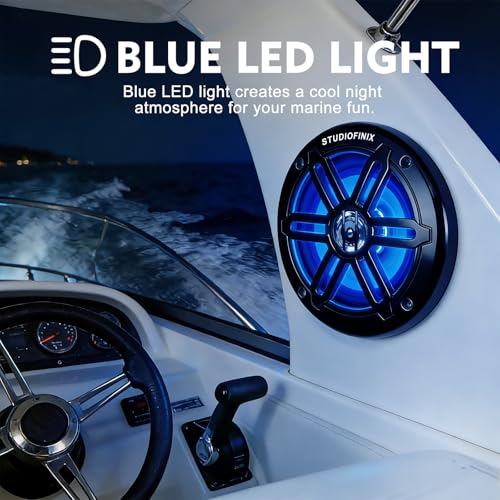 Marine Speakers 5.25 Inch 500W Waterproof Weather-Resistant Boat Speakers with LED Lights - Black Pair