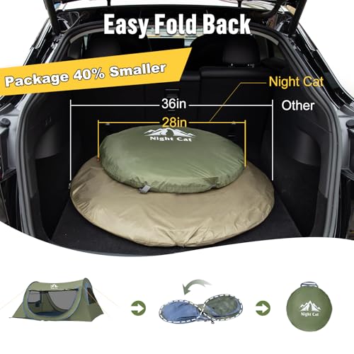 Night Cat 2-Person Army Green Waterproof Pop-Up Camping Tent - Instant Setup