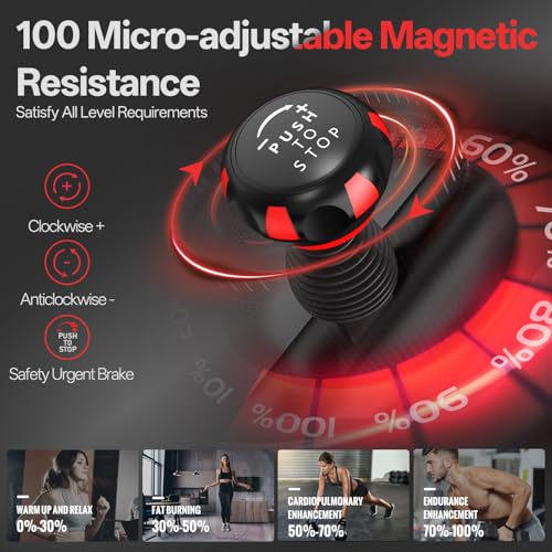 JOROTO Magnetic Stationary Exercise Bike - Red, Home Spin Bike with App & Adjustable Seat