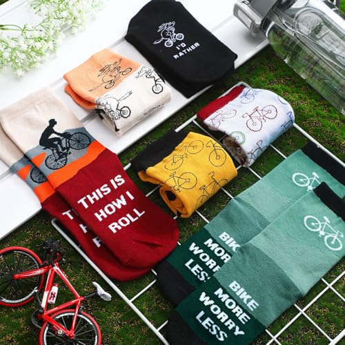 Cycling Socks 6 Pairs Men Women Funny Crew Socks - Gifts