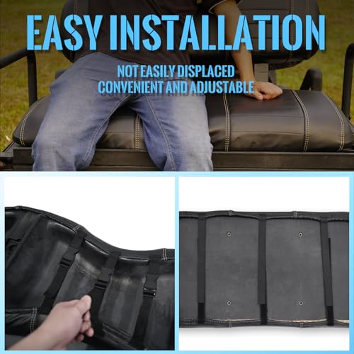 Black Golf Cart Seat Covers for Club Car Precedent Front and Rear - Waterproof Leather