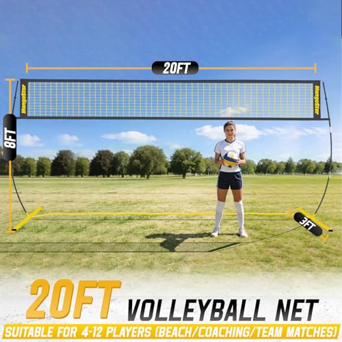 20FT Portable Volleyball Net for Backyard & Outdoor Play - Adjustable, Weather-Resistant