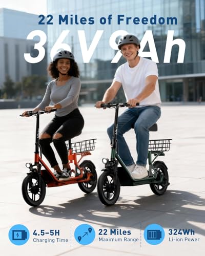 Green Hiboy Q2/U2 Electric Scooter with Seat for Adults - 22 Mile Range