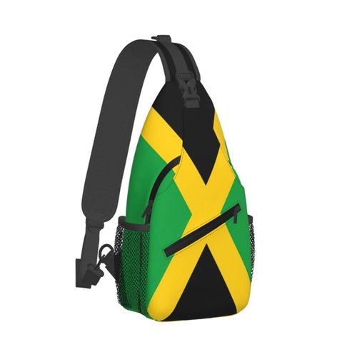 WENNGNGT Jamaica Flag Sling Bag For Women Men Jamaican Patriotic Crossbody Backpack Chest Daypack Adjustable Shoulder Bag For Hiking Travel