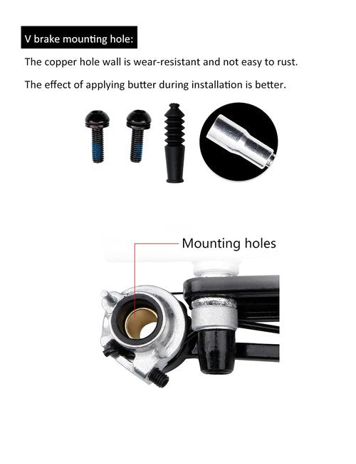CHADWICK Folding Bike Brake Set,Long Arm V Type,Adjustable Bicycle V Brae Pad,14/16/18 inch to 16/18/20 inch Aluminum Alloy 45mm,Easy Installation Lightweight Silent Durable