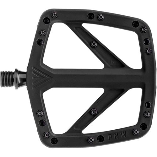 PNW Components Range Composite MTB Pedals - Nylon Flat Mountain Bike Pedals - Sealed Bearings - Wide Platform (Blackout Black)
