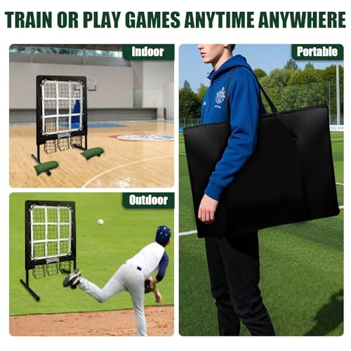 Heavy-Duty Baseball Pitching Net with Strike Zone - 9 Hole Adjustable Practice Trainer