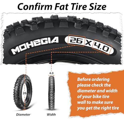26x4.0 Inch Fat Tire for E-Bike Mountain Bicycle - Off-Road All-Terrain Replacement Set - Qty 2