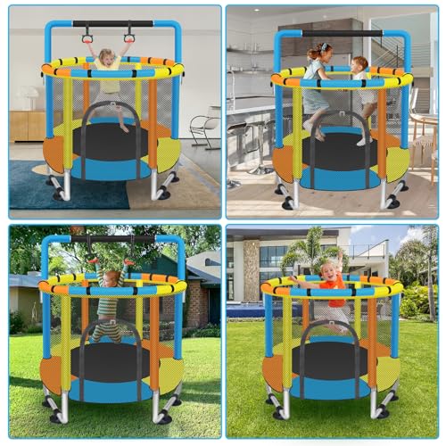 55-Inch Indoor & Outdoor Toddler Trampoline with Safety Enclosure for Kids Ages 1-8