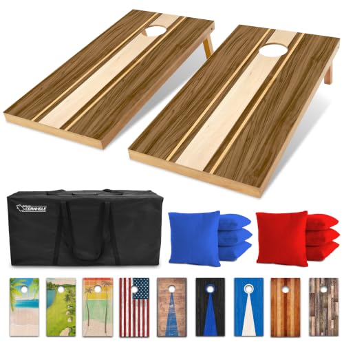 Walnut Cornhole Boards Set - Regulation Size 4x2 ft Wooden Lawn Game