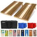 Walnut Cornhole Boards Set - Regulation Size 4x2 ft Wooden Lawn Game