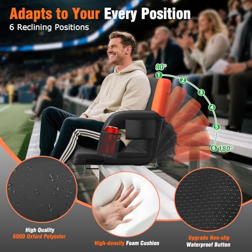 23-Inch Blue Stadium Seats with Back Support & Foldable Bleacher Chair - Includes Orange Variation