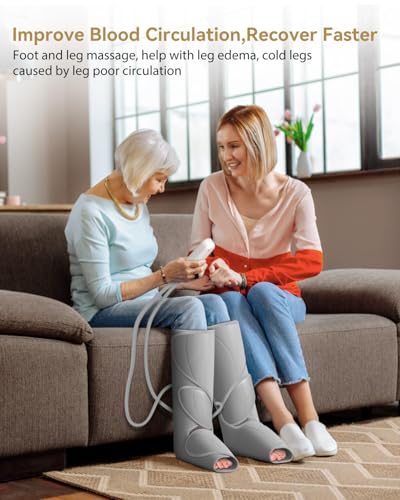 Light Gray Compression Leg & Foot Massager Boots - Circulation & Swelling Relief