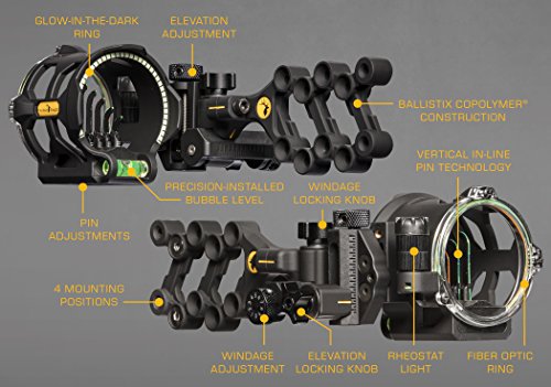 Trophy Ridge Peak 5 Pin Bow Sight - Vertical in-Line Technology, Tool