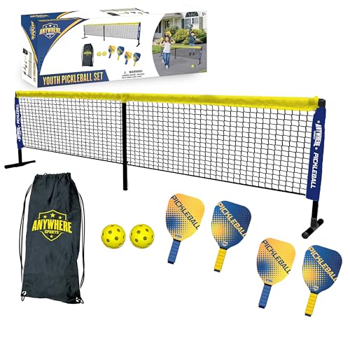 Youth Pickleball Set with Net Paddles and Balls for Kids Ages 5-12