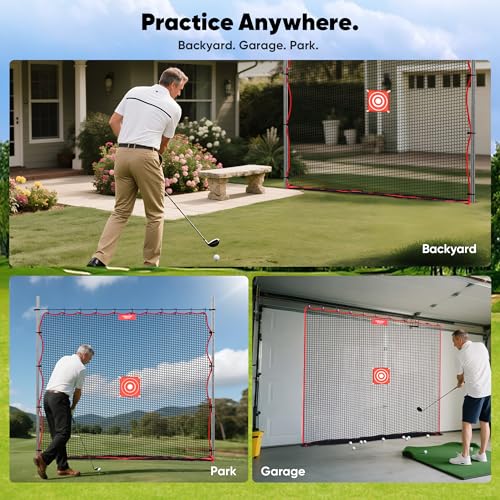 TUBAGOU 10x20FT Golf Practice & Multi-Sport Net - Backyard Hitting Net with Accessories