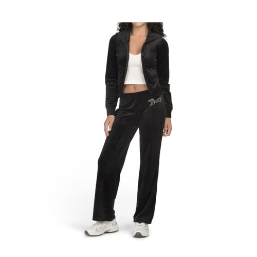 Juicy Couture Women's Hallow Bling Velour Track Pants (US, Alpha, Medium, Regular, Regular, Liquorice)