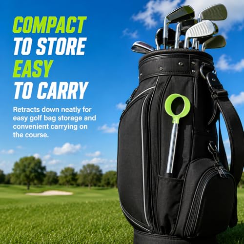 Green 12ft Telescopic Golf Ball Retriever with Dual-Sided Pickup - Stainless Steel