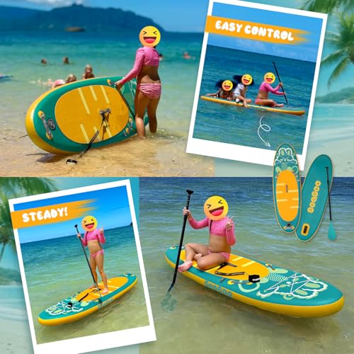 Kids Inflatable Stand Up Paddle Board with Accessories - Green Rabbit