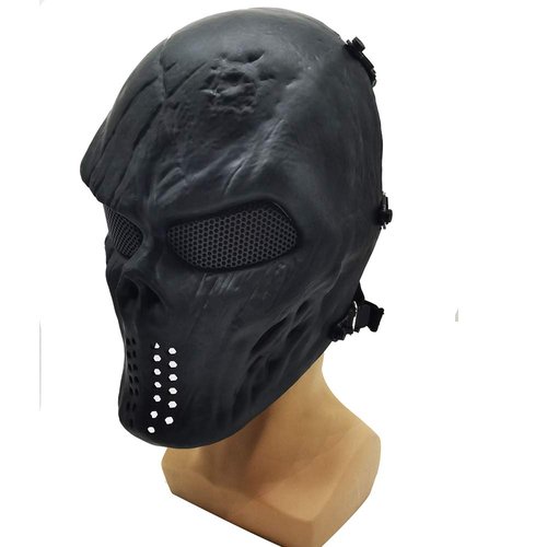 Fanjin Tactical Mask Skull Full Face Masks, Airsoft Mask, for Halloween Cosplay Party CS Survival Games Shooting (Black)