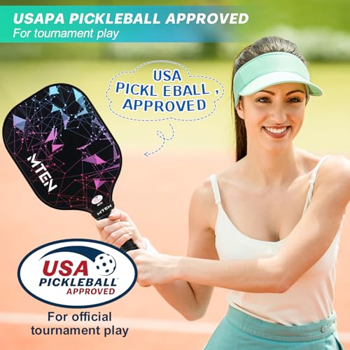 Pickleball Paddles Set of 4 - USAPA Approved Fiberglass Rackets Black & Blue