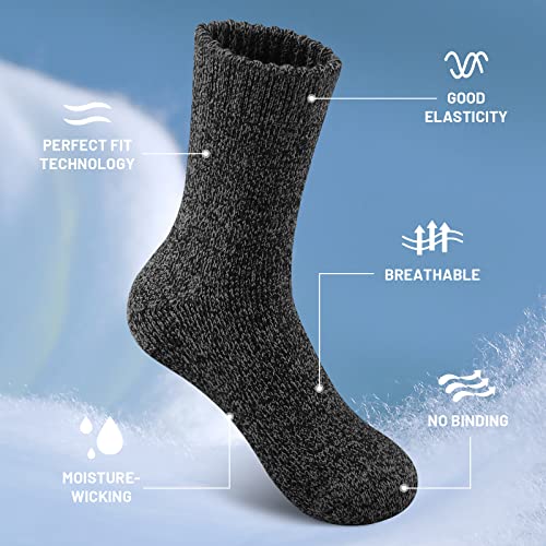 Simya Merino Wool Hiking Socks 5 Pairs - Multi Color, Thick Crew Socks for Men & Women