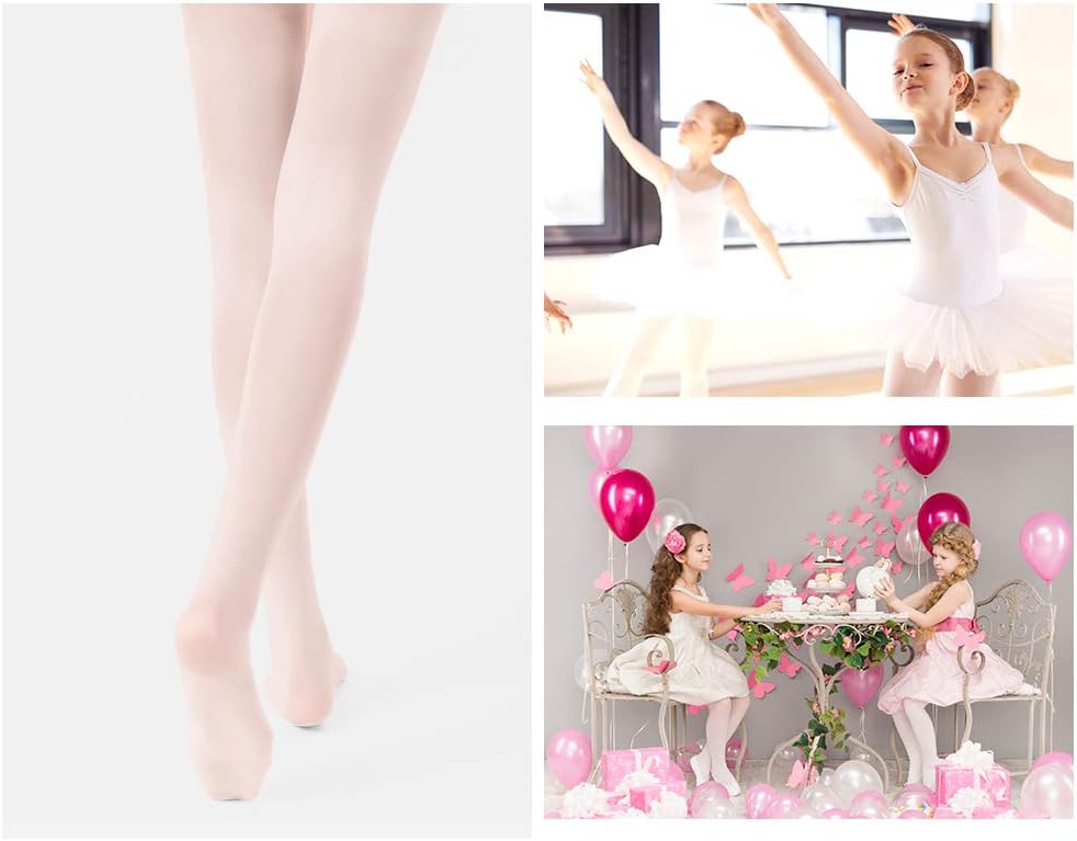 Stelle Girls Ballet Dance Tights - Comfortable Footed Design for Toddlers to Big Kids