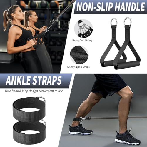 Resistance Bands with Handles Set - 150 lb Adjustable Workout Bands - Deep Gray