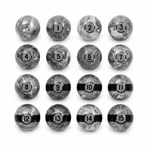 Empire USA Gray Marble Billiard Ball Set - Regulation 2.25 Inch Pool Balls with Stripes