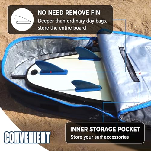 Waterproof Surfboard Bag with Zippers & Shoulder Strap - Fits Most Boards