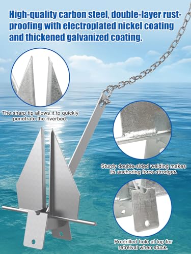 Abimars 8.8 lb Boat Anchor Kit with Float, Chain & Rope for 13-26 ft Boats