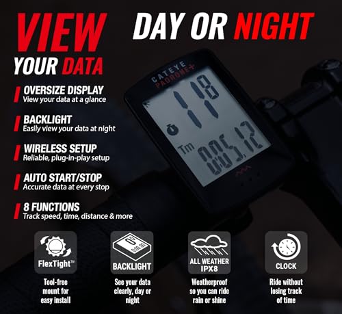 CATEYE Padrone Plus Bike Computer Black with Backlit Display & Wireless