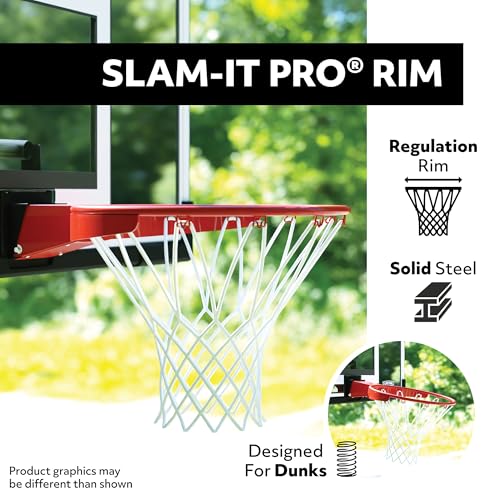 Lifetime 48-Inch Shatterproof NBA Backboard & Slam-It Pro Rim Basketball Hoop - Wall, Roof, or Pole Mount