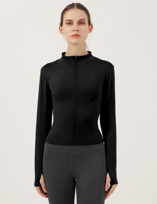 Gacaky Women's Athletic Track Jacket - Slim Fit, Lightweight, Full Zip with Thumb Holes | Perfect for Running