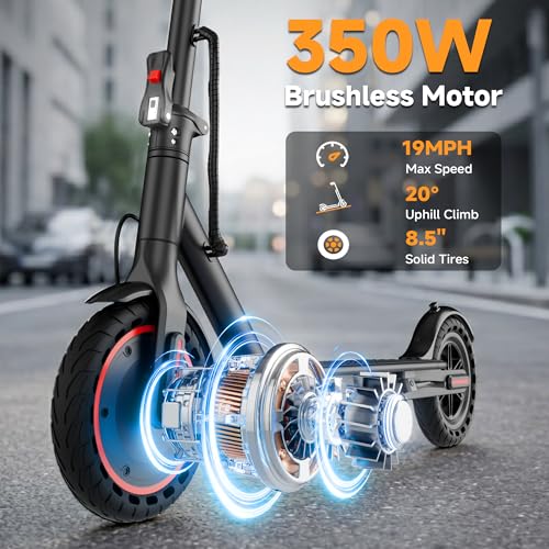 Qlaway Black 8.5'' Foldable Electric Scooter for Adults, 19MPH, 700W Peak Motor