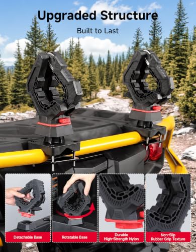 KEMIMOTO Ratcheting Hunting Tool Rack for UTV ATV - Quick Release Bow Holder