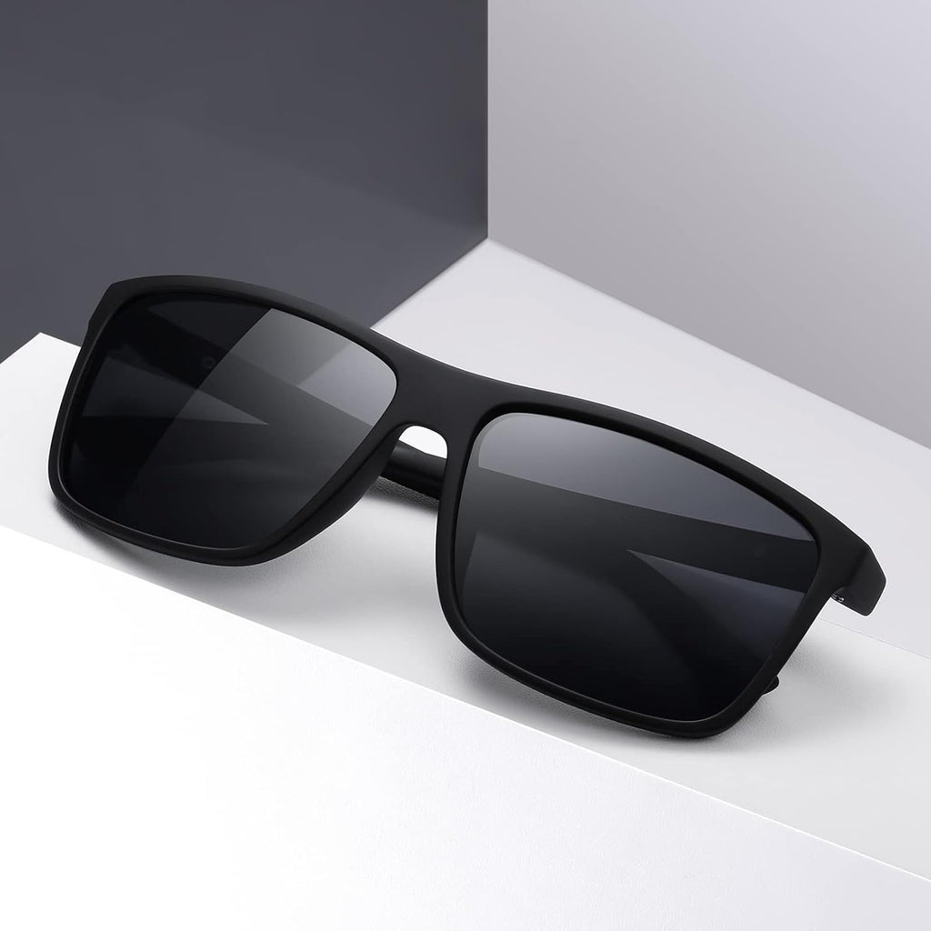 Skiennix Polarized Sunglasses - Black Retro Style for Men & Women | UV Protection for Driving & Fishing