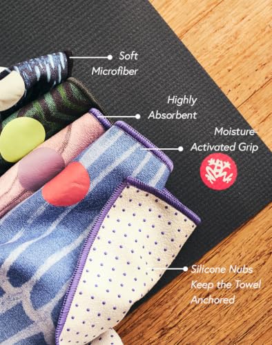 Manduka Yogitoes Hot Yoga Mat Towel Midnight 71 x 24 in - Non-Slip, Sweat-Absorbent