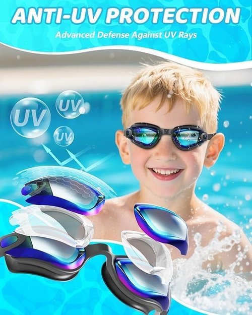 Aegend Swim Goggles - 3 Pack Comfortable Anti-Fog Goggles for Kids Ages 3-14 | Kid-Friendly Design