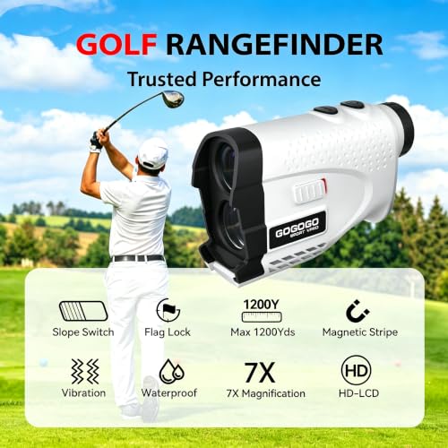 Gogogo Sport Vpro GS24MTL Golf & Hunting Laser Rangefinder 1200 Yards - Slope Switch & Magnetic Mount