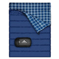 Agemore Double Sleeping Bag for 2 Persons - Blue Flannel Camping Bed