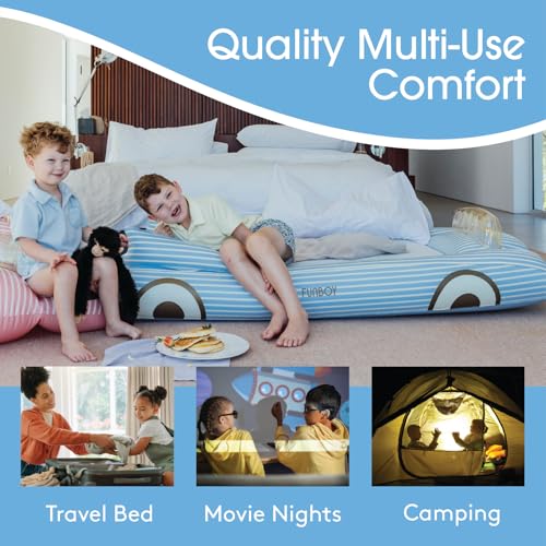 FUNBOY Kids Blue Inflatable Travel Bed & Mattress Twin - Sleepover Ready