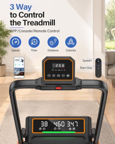 Trisomy Ebony Walking Pad Treadmill with 15% Incline & LED Display, 4-in-1 Foldable Home Workout