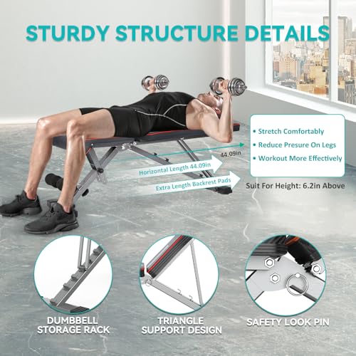 OUNUO Black Adjustable Foldable Weight Bench for Home Gym - 660LBS Capacity