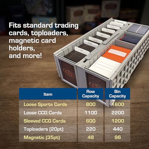 BCW 2 Pack Collectible Card Storage Bins Holds 1600 Cards Each Stackable Gray