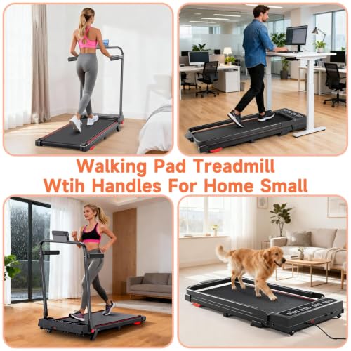 Large 3-in-1 Walking Pad Treadmill for Home with Handle Bar & 9% Incline - Supports 300lbs